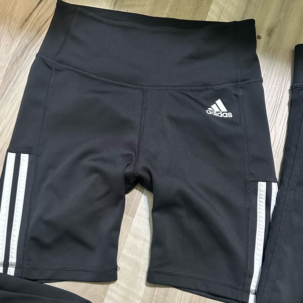 Bundle Adidas Women's Black Athletic Shorts with White Stripes